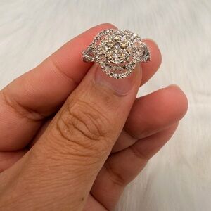 Silver-Tone Crystal Halo Ring - Women's Jewelry
